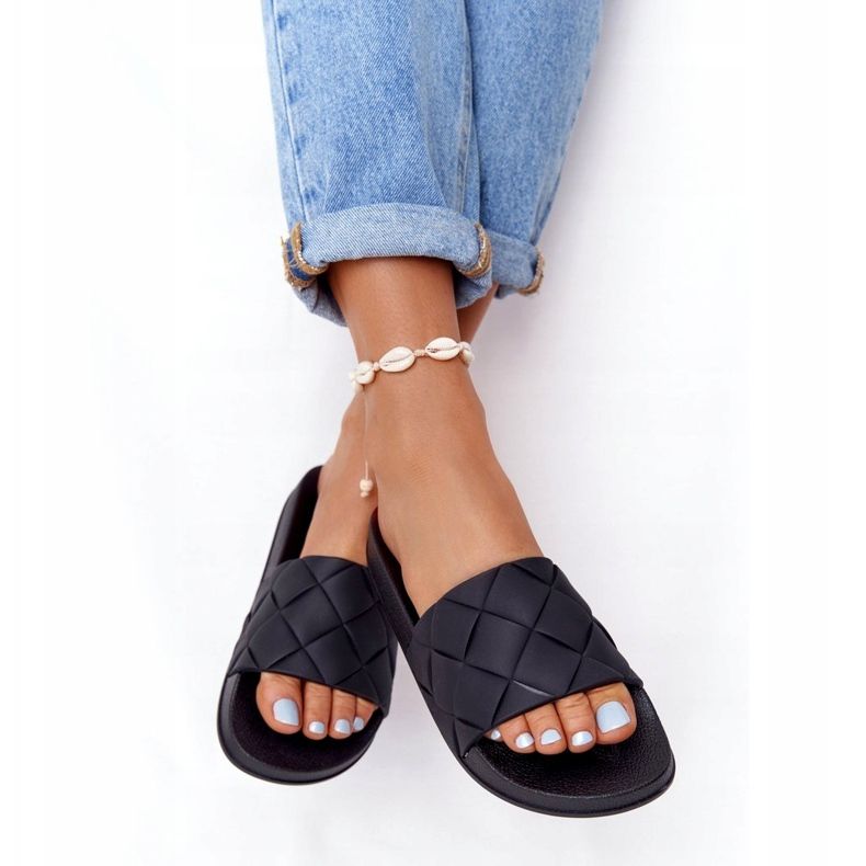 PS1 Dámské černé gumové pantofle Pojďme plavat černá 3