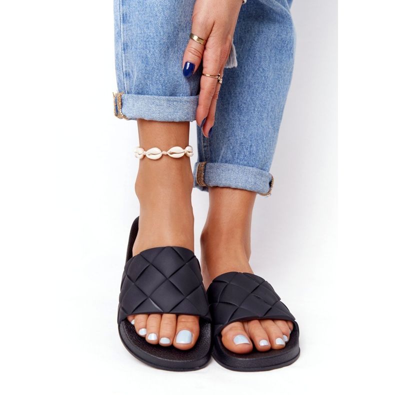 PS1 Dámské černé gumové pantofle Pojďme plavat černá 1