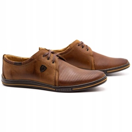Polbut Pánské kožené boty 343p Openwork Camel hnědý 1