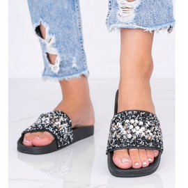 Černé dámské pantofle Bling Bling černý 1