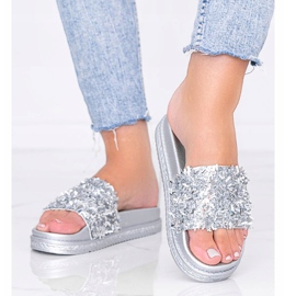 Stříbrné pantofle se zirkony Love Bling stříbro 2