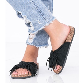 Černé sandály na korkové podrážce Crys černý 1