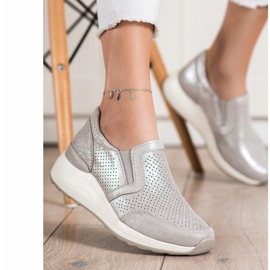 Goodin Kožené tenisky s třpytkami béžový 2