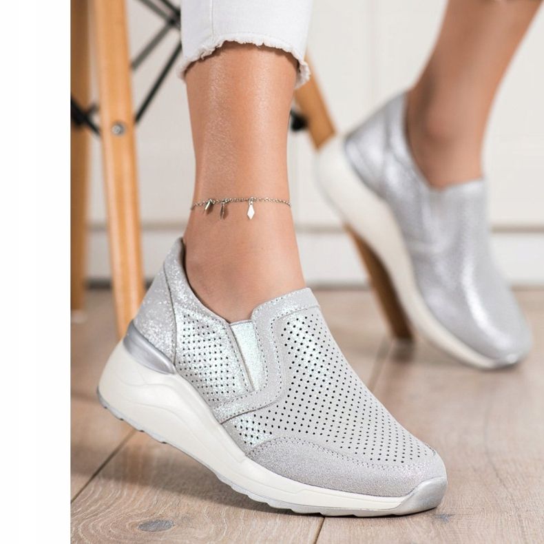 Goodin Kožené tenisky s třpytkami šedá 1 Goodin Kožené tenisky s třpytkami šedá 1