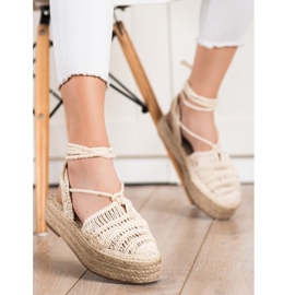 Small Swan Svázané sandály Espadrilles béžový 1
