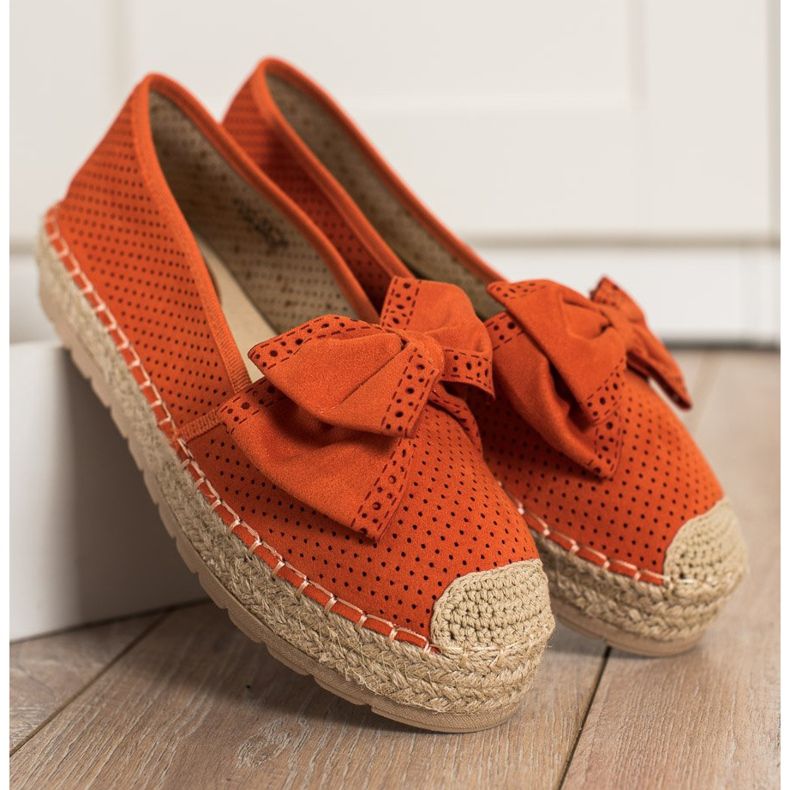 Mannika Prolamované espadrilky s mašlí pomerančový 2