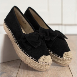 Mannika Prolamované espadrilky s mašlí černá 2