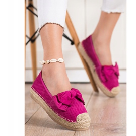 Mannika Prolamované espadrilky s mašlí růžový 3