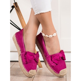 Mannika Prolamované espadrilky s mašlí růžový 2