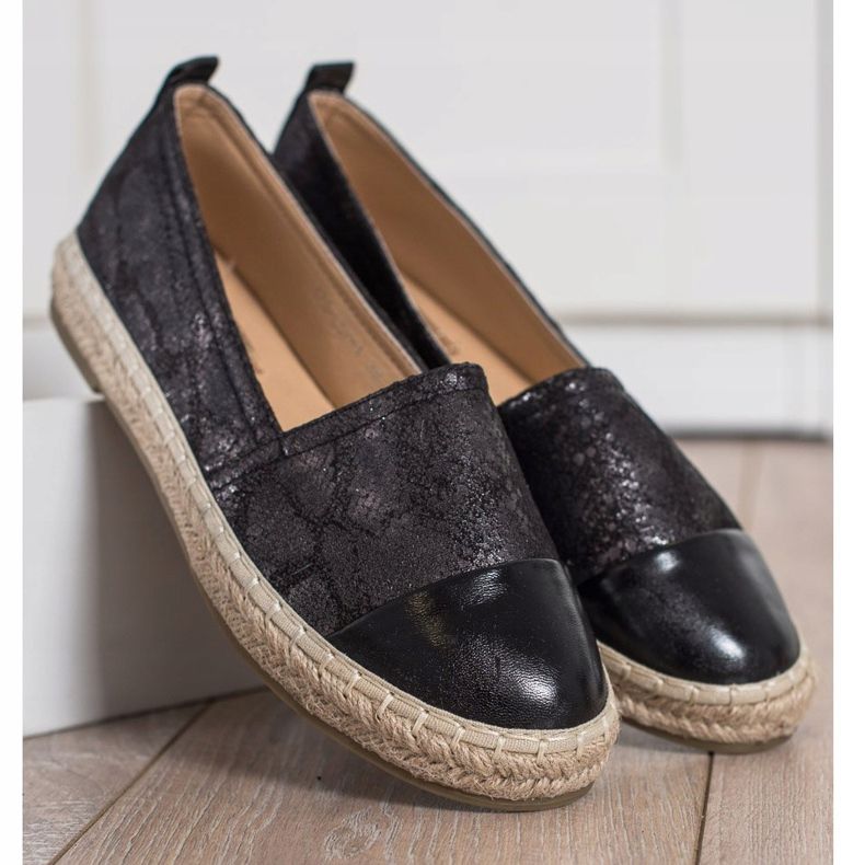 Bestelle Lesklé espadrilky s eko kůží černý 2