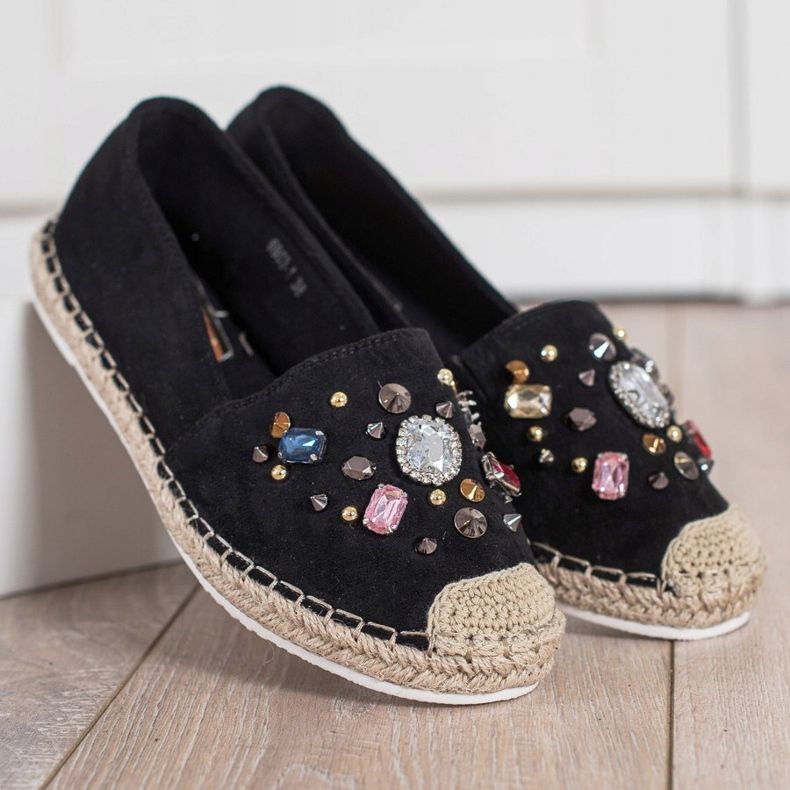 Gogo Espadrilky s krystaly černá 2