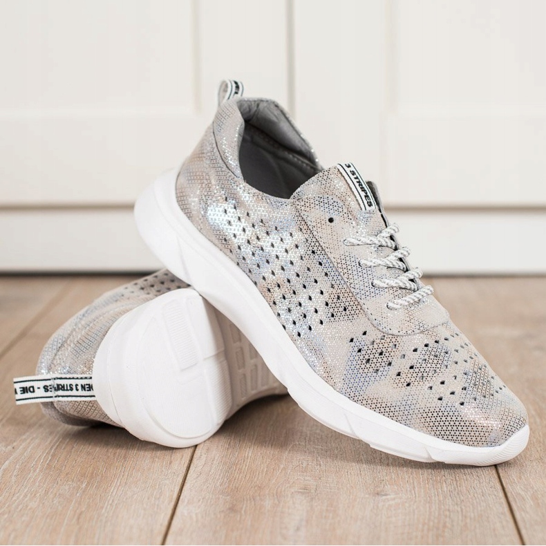 Goodin Lesklé kožené tenisky béžový šedá zlatý 1