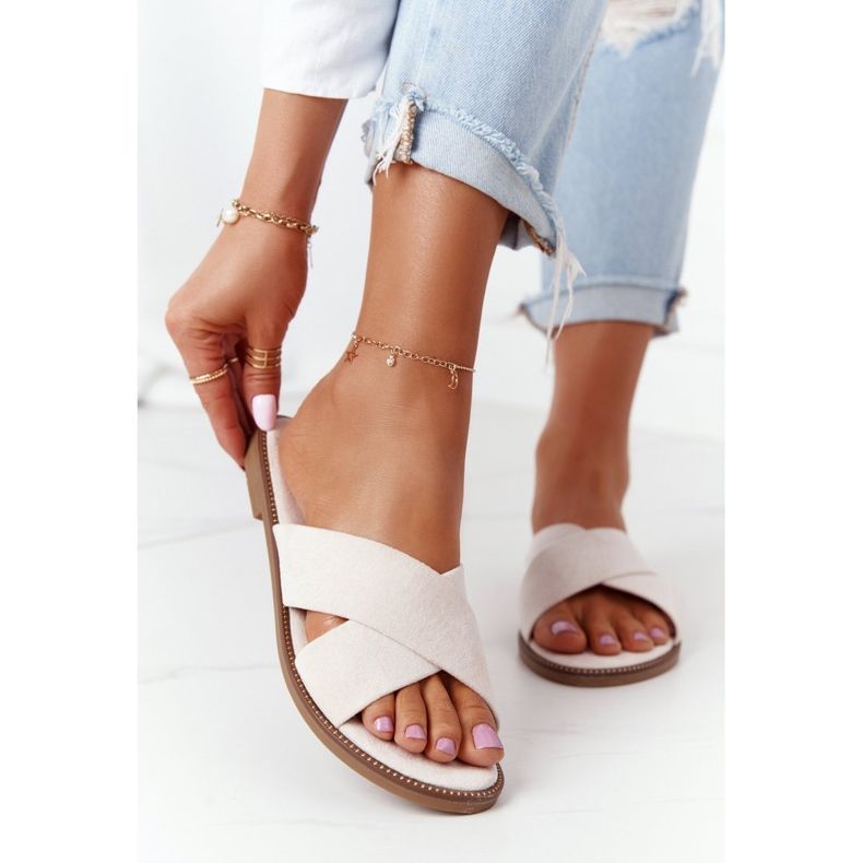 Dámské velurové pantofle béžové Edesa hnědý 2