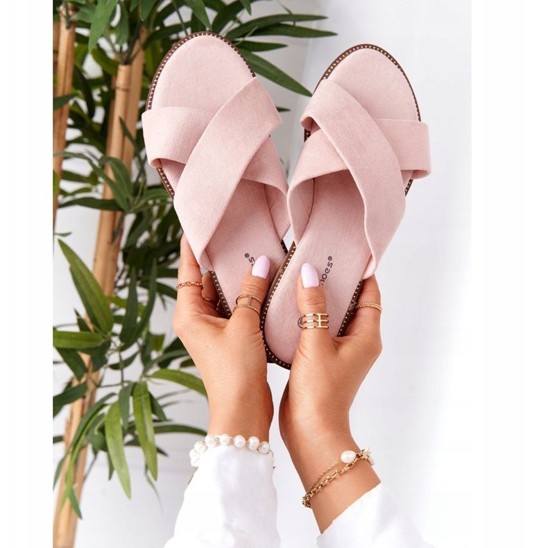 Dámské velurové růžové pantofle Edesa růžový 1 Dámské velurové růžové pantofle Edesa růžový 1