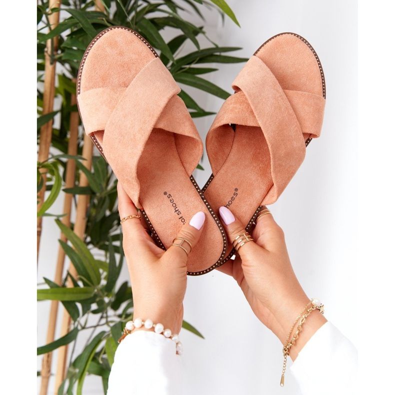 Dámské velurové pantofle Edesa Peach oranžový 1