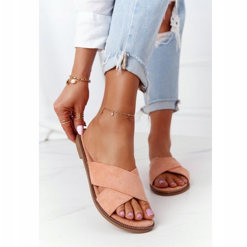 Dámské velurové pantofle Edesa Peach oranžový 2