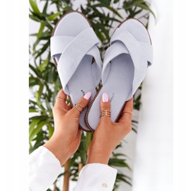 Dámské velurové pantofle Blue Edesa modrý 2 Dámské velurové pantofle Blue Edesa modrý 2