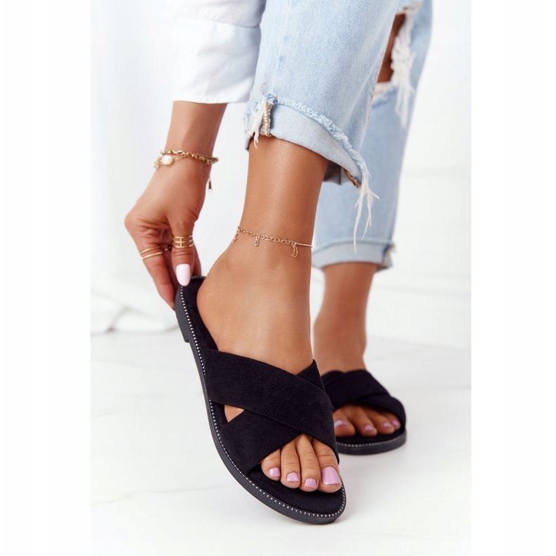 Dámské velurové černé pantofle Edesa černá 2