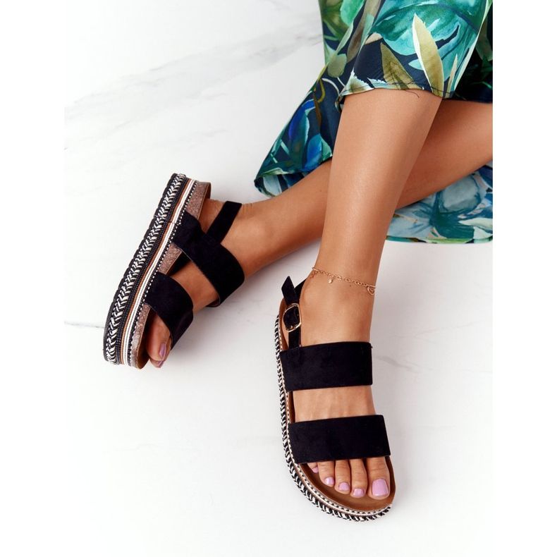 Semišové sandály na platformě Black Olympia černá vícebarevný 1