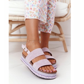 Semišové sandály na platformě Violet Olympia fialový 2