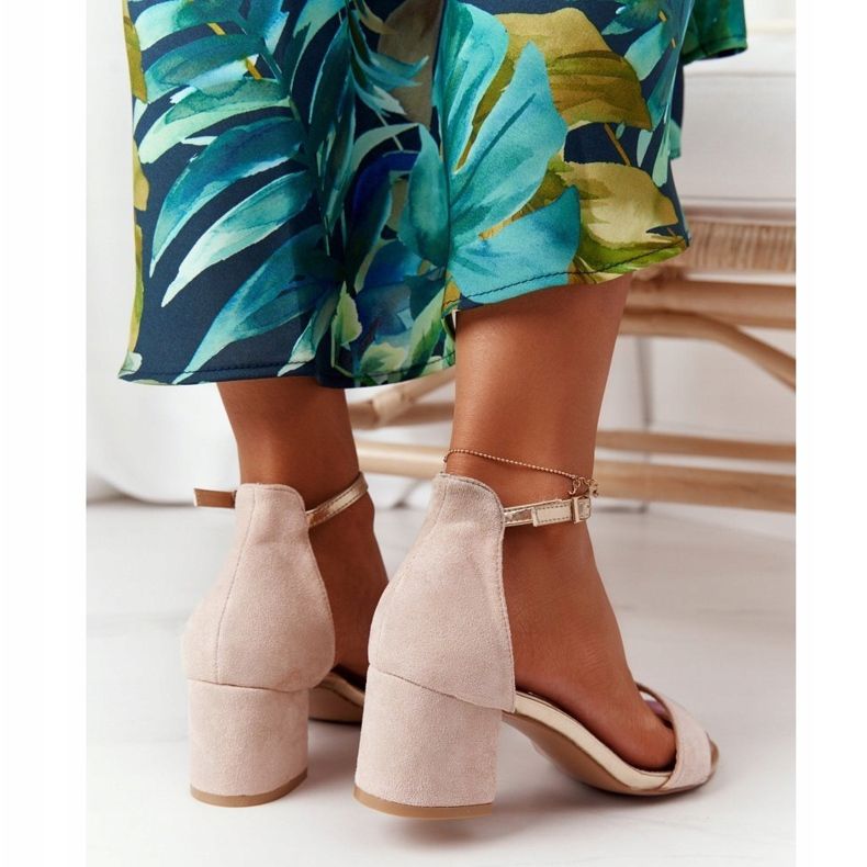 Semišové sandály na vysokém podpatku béžové Janet béžový 1