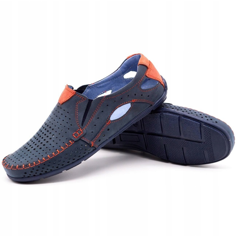 Olivier Pánské boty mokasíny 901 tmavě modré s červenou červené námořnická modrá 3