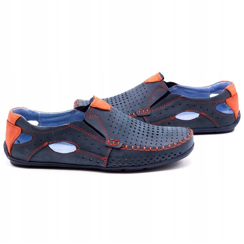 Olivier Pánské boty mokasíny 901 tmavě modré s červenou červené námořnická modrá 5