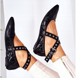 Skládané kožené Lu Boo černé balerínky černá 1