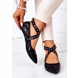 Skládané kožené Lu Boo černé balerínky černá 2