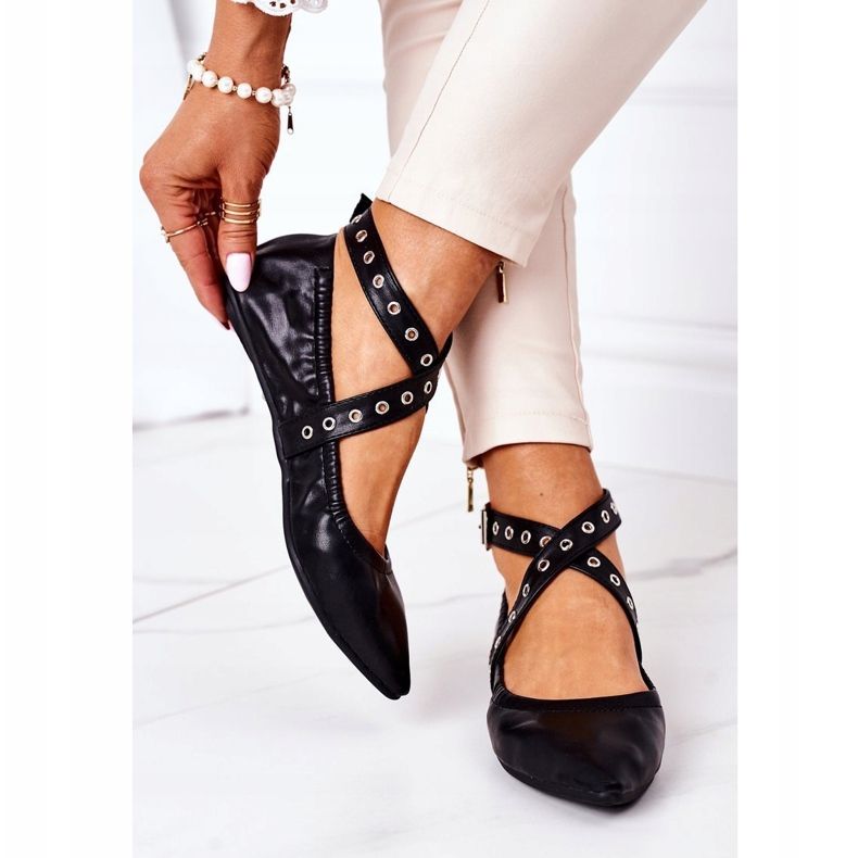 Skládané kožené Lu Boo černé balerínky černá 2