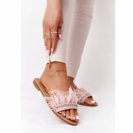 Pantofle s peřím Lu Boo růžové růžový 2 Pantofle s peřím Lu Boo růžové růžový 2