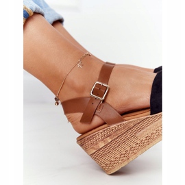 S.Barski Černé sandály na klínku S. Barski GD-38 hnědý černá 1