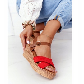 S.Barski Sandály na klínku S. Barski GD-38 Red hnědý červené 1