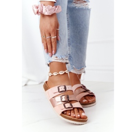 Kožené profilované pantofle Big Star HH274586 růžovo-měděné měď růžový 2