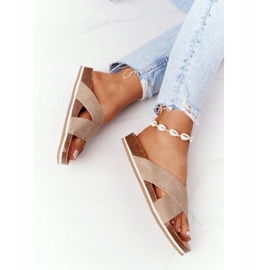 Kožené profilované pantofle Big Star HH274593 béžové béžový 1