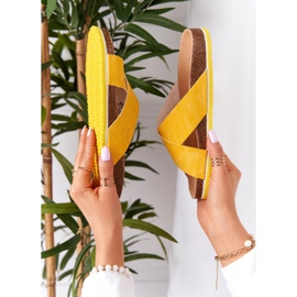 Kožené profilované pantofle Big Star HH274596 žluté žluť 1