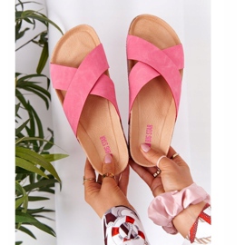 Kožené profilované pantofle Big Star HH274597 Fuchsie růžový 1