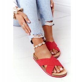 Kožené profilované pantofle Big Star HH274598 červená červené 2