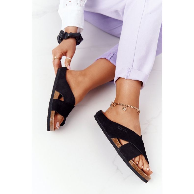 Semišové profilové pantofle Big Star HH274640 Black černá 2