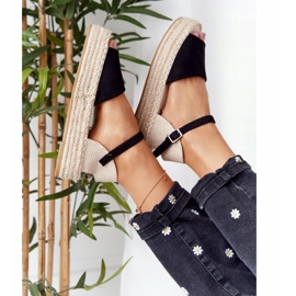 Černé Megara černé sandály na pletené platformě béžový černá 1