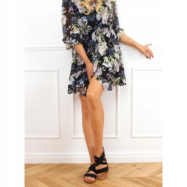 Sandály s gumovými pásky černé 9225 Black černá 1