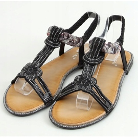 Černé sandály se zirkony JN11-10 Black černý 1