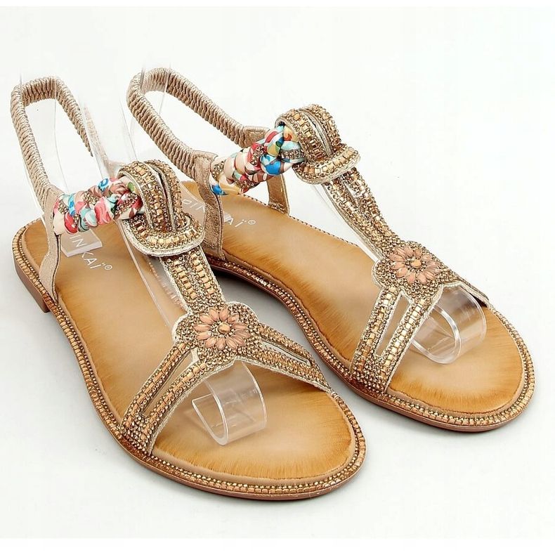 Sandály se zlatými kubickými zirkony JN11-10 Gold 1 Sandály se zlatými kubickými zirkony JN11-10 Gold 1
