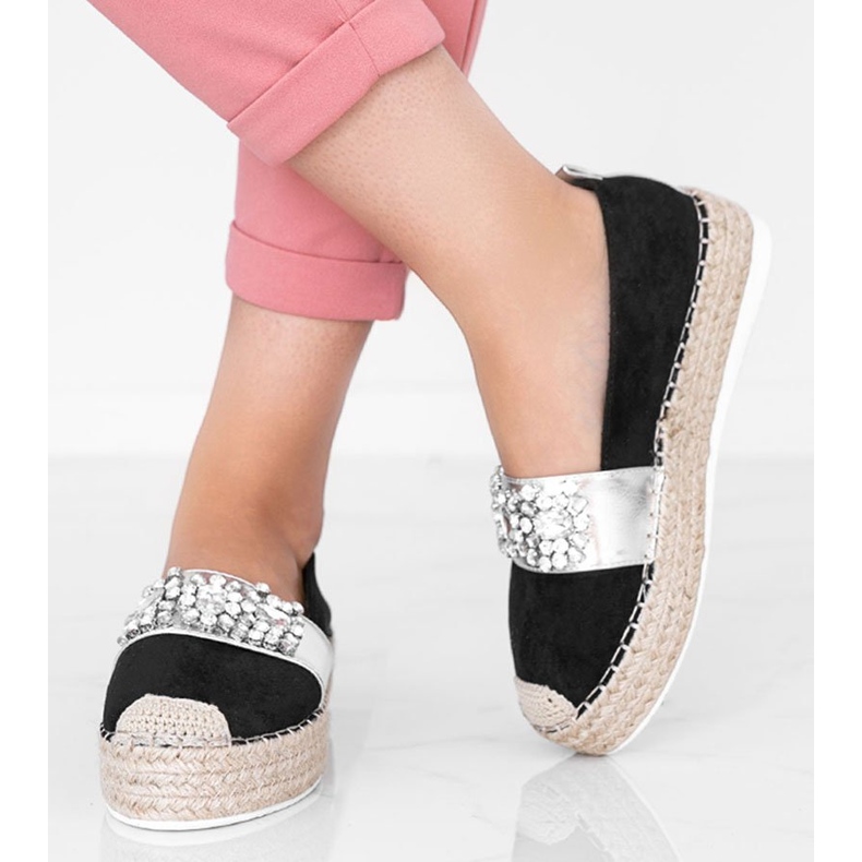 Černé espadrilky s kameny Cher černá 1