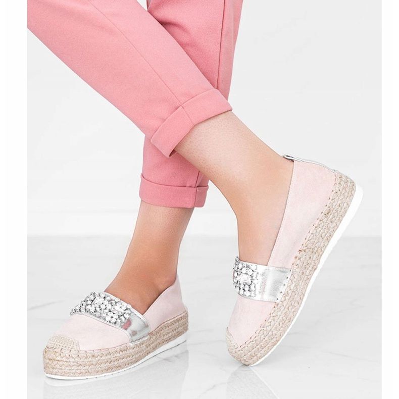 Béžové espadrilky s kameny Cher béžový stříbro 1