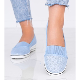 Modré lesklé baleríny na klínu Glam Star modrý 1