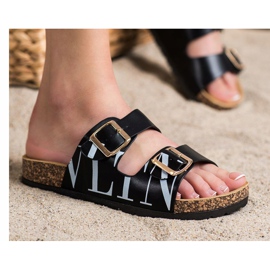 SHELOVET Pohodlné pantofle z ekologické kůže černá 1