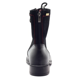 Kožené kozačky pro ženy Kazkobut 2809 černé kozačky černá červené 3