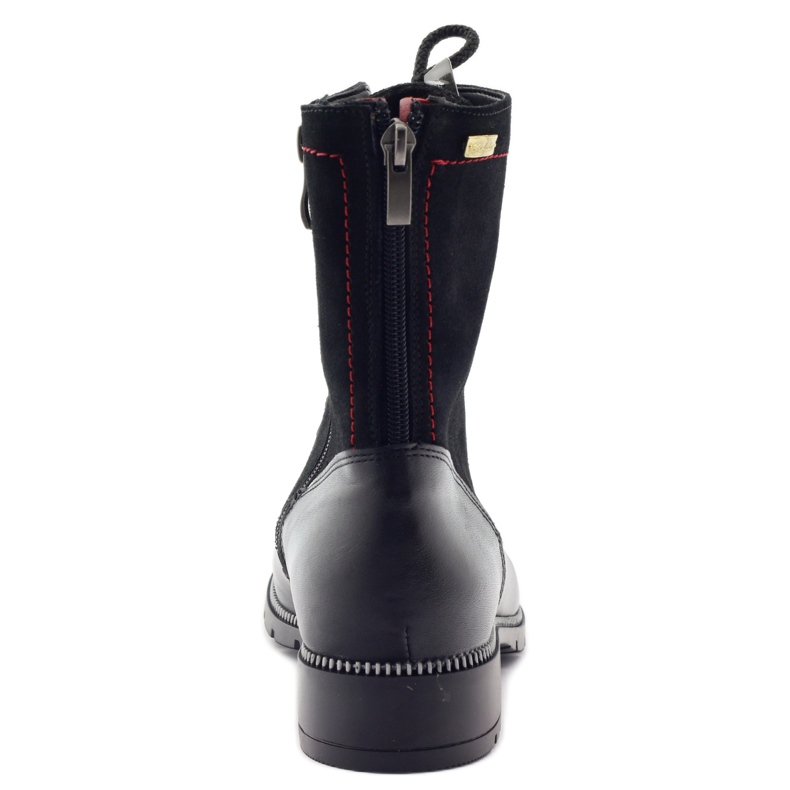 Kožené kozačky pro ženy Kazkobut 2809 černé kozačky černá červené 3