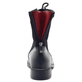 Kožené kozačky pro ženy Kazkobut 2809 černé kozačky černá červené 4